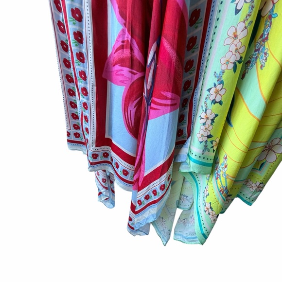 FARM Rio Woman’s Azalea Mix Floral Patchwork Handkerchief Midi Skirt Size Med - Picture 4 of 9